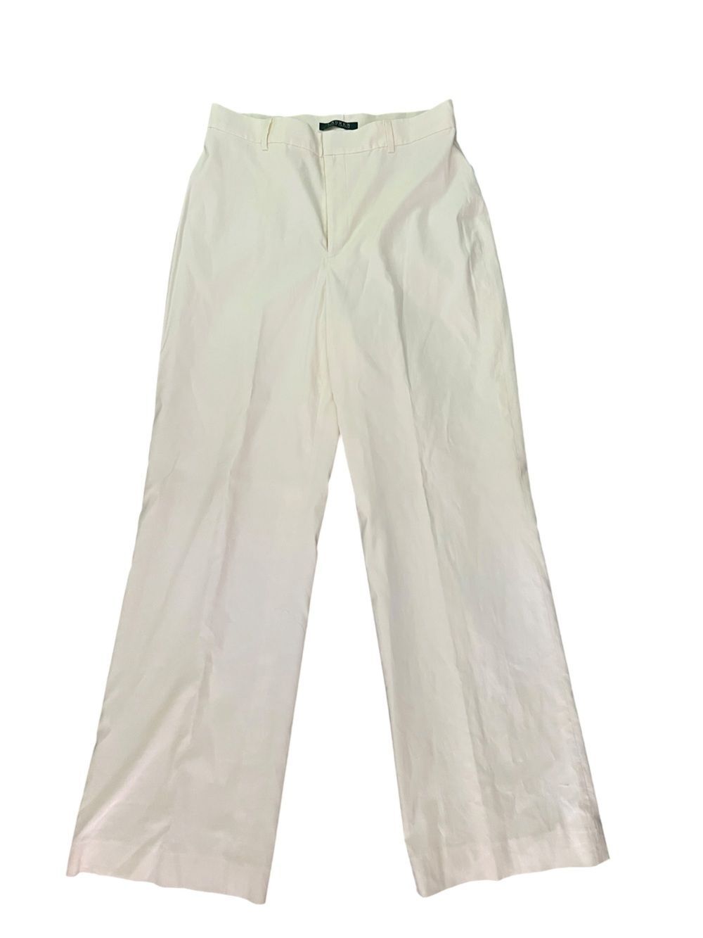Lauren Ralph Lauren Silk Blend Wide Leg Satin Pants Pearl Ivory Trousers 8 NWT